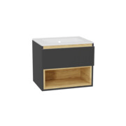 Excellent Tuto 2.0 szafka wisząca z umywalką AS 60x50x46,5 cm front gładki niski szary MLEX.2171.K.60.0136.GRGR