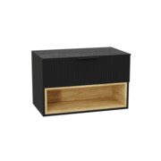 Excellent Tuto 2.0 szafka wisząca front ryflowany czarny mat 80x50x46,5 cm blat marmur MLEX.2171.K.80.03MA.BKBK