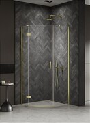 New Trendy Nesta Light Gold kabina pięciokątna asymetryczna 100x80x200 cm prawa drzwi lewe złoty połysk/szkło przejrzyste K-4588