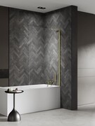 New Trendy Nesta Light Gold parawan nawannowy ze wspornikiem kątowym 100x150 cm złoty połysk/szkło przejrzyste P-0208-WL