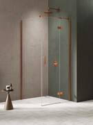 New Trendy Nesta Copper Brushed kabina 110x100x200 cm prawa wspornik równoległy miedź szczotkowana/szkło przejrzyste K-4641