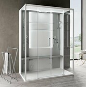 Novellini Skill Dual kabina masażowo- parowa przyścienna błękitna 160x97 SKI2A160T5-1AN0