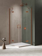 New Trendy Nesta Copper Brushed kabina 120x120x200 cm drzwi podwójne miedź szczotkowana/szkło przejrzyste K-4674
