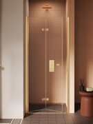 New Trendy New Soleo Gold Brushed drzwi wnękowe bifold 70x195 cm lewe złoto szczotkowane/szkło przejrzyste D-0749A