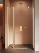 New Trendy New Soleo Gold Brushed 150x195 cm drzwi wnękowe wsporniki skośne złoto szczotkowane/szkło przejrzyste D-0966A