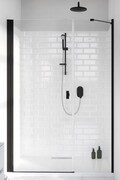 Radaway Nes 8 Black Dws drzwi wnękowe 90cm lewe czarny mat szkło przejrzyste 10078090-54-01L/10078111-01-01
