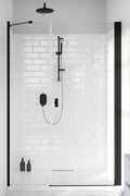 Radaway Nes 8 Black Dws I drzwi wnękowe 140cm prawe czarny mat/szkło przejrzyste 10078120-54-01R/10078113-01-01