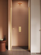 New Trendy New Soleo Gold Brushed drzwi wnękowe 90x195 cm złoto szczotkowane/szkło przejrzyste D-0741A