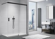 SanSwiss Cadura Black Line kabina Walk in 160cm prawa ze ścianką przesuwną profile czarny mat CAW2D1600607
