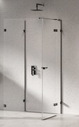 New Trendy Eventa Black Chrome kabina prysznicowa przyścienna z drzwiami bocznymi 80x80x200 przejrzyste Prawa czarny połysk EXK-6273