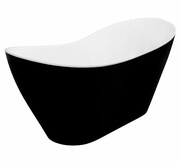 Besco Viya 170x72cm wanna wolnostojąca biało-czarna MATOWA + syfon klik-klak złoty czyszczony od góry #WMMC-170VKG