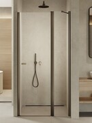 New Trendy New Soleo Gunmetal Brushed 100x195 cm drzwi wnękowe wspornik skośny grafit szczotkowany/szkło przejrzyste D-0561A