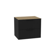 Excellent Tuto 2.0 szafka wisząca front ryflowany czarny mat 60x50x46,5 cm blat dąb Hikora MLEX.2172.K.60.03BL.BKBK