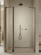 New Trendy New Soleo Gunmetal Brushed 140x195 cm drzwi wnękowe wsporniki skośne grafit szczotkowany/szkło przejrzyste D-0975A