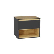 Excellent Tuto 2.0 szafka wisząca front gładki niski szary 60x50x46,5 cm blat dąb Hikora MLEX.2171.K.60.01BL.GRGR