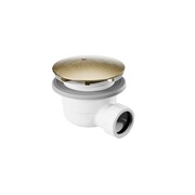 Excellent Vert syfon do brodzika biały 90 mm z pokrywą złoto szczotkowane INEX.2116.K.90.WHGB