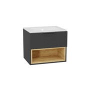 Excellent Tuto 2.0 szafka wisząca z umywalką AS 60x50x46,5 cm front gładki wysoki szary MLEX.2171.K.60.0236.GRGR