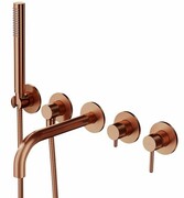 Omnires Y bateria wannowa 5-otworowa podtynkowa z długą wylewką miedź szczotkowana Y1237-1CPB ___ RABAT W KOSZYKU! ___