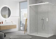 SanSwiss Cadura White Line kabina Walk in 150cm lewa ze ścianką przesuwną profile biały mat CAW2G1500907