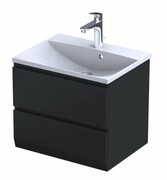 Oristo Brylant szafka z umywalką wisząca 59x50x45 czarny mat OR36-SD2S-60-8-V3/UME-AM-60-92