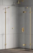 New Trendy Eventa Gold Shine kabina prysznicowa pięciokątna 90x90x200 cm przejrzyste prawa Złoty połysk EXK-4835