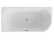 The North Bath Calia wanna wolnostojąca przyścienna lewa 150x75cm z korkiem i przelewem ZŁOTYM 6845-1501LOEMGL