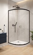 Sanplast Fris kpl-KP4/FRIS-b-M Kabina półokrągła + brodzik mineralny 90x90x200 cm czarny matowy 602-331-3260-59-400