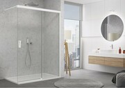 SanSwiss Cadura White Line kabina Walk in 180cm prawa ze ścianką przesuwną profile biały mat CAW2D1800907