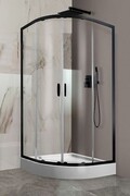 Sanplast Fris KP4/FRIS-b+BPza Kabina półokrągła + brodzik akrylowy 80x80x200 cm czarny matowy 602-331-1250-59-400