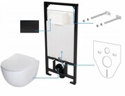 Deante Peonia Zero nero podtynkowy zestaw WC z miską + deską wolnoopadającą + przycisk czarny mat CDEN6ZPW