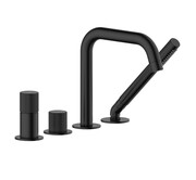 Oltens Hamnes bateria wannowo-prysznicowa 4-otworowa kompletna czarny mat 34202300