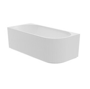 The North Bath Calia wanna wolnostojąca przyścienna RYFLOWANA lewa 150x75cm z korkiem i przelewem CZARNYM 6845-1501LRYFOEMBL