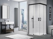 SanSwiss Cadura Black Line drzwi przesuwne 80cm jednoskrzydłowe prawe z polem stałym profile czarny mat CAE2D0800607