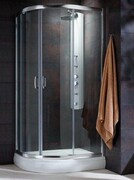 Radaway Premium Plus E Kabina prysznicowa 90x80 szkło fabric + brodzik Siros E Compact prawy + syfon 30492-01-06N __DARMOWA DOSTAWA__