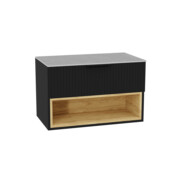 Excellent Tuto 2.0 szafka wisząca front ryflowany czarny mat 80x50x46,5 cm blat jasny szary MLEX.2171.K.80.03SJ.BKBK