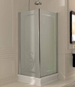 Kerasan Retro Kabina prostokątna prawa szkło dekoracyjne piaskowane profile chrom 80x96 9141P0