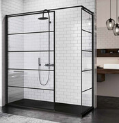 Novellini Kuadra H kabina walk-in pasy 140x120cm czarna KUADH80-82H/KUADH120-82H/KUADHSF-H