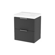 Excellent Blanko szafka 49 cm, czarny soft z umywalką z otworem na baterię, uchwyt chrom MLEX.6317.K.490.BLCR