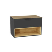 Excellent Tuto 2.0 szafka wisząca front gładki wysoki szary 80x50x46,5 cm blat dąb Hikora MLEX.2171.K.80.02BL.GRGR