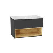 Excellent Tuto 2.0 szafka wisząca z umywalką AS 80x50x46,5 cm front gładki wysoki szary MLEX.2171.K.80.0236.GRGR