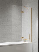 New Trendy Nesta Gold Brushed parawan nawannowy ze wspornikiem kątowym 120x150 cm prawy złoto szczotkowane/szkło przejrzyste P-0250-WL