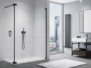 SanSwiss Cadura Black Line kabina Walk in 100cm prawa ze ścianką ruchomą profile czarny mat CADUOD1000607