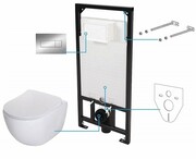 Deante Peonia Zero podtynkowy zestaw WC z miską + deską wolnoopadającą + przycisk chrom CDES6ZPW