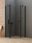 New Trendy New Soleo Black 90x90x195 cm kabina pięciokątna uniwersalna drzwi pojedyncze czarna szkło przejrzyste K-0613