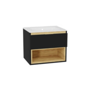 Excellent Tuto 2.0 szafka wisząca z umywalką PIK 60x50x46,5 cm front gładki niski czarny MLEX.2171.K.60.0165.BKBK