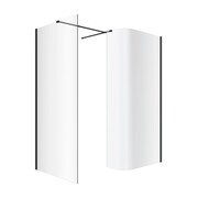 Excellent Vidoq walk-in kabina prysznicowa gięta, ścianka prosta 90cm, ścianka gięta 93cm czarny mat KAEX.1507.K.0900.0930.BL
