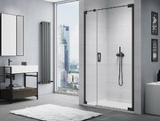 SanSwiss Cadura Black Line drzwi wahadłowe 140cm jednoczęściowe prawe z polem stałym czarny mat CA31CD1400607