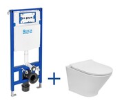 Roca zestaw podtynkowy DUPLO ONE + miska WC podwieszana GAP ROUND COMPACTO RIMLESS z deską SLIM A893104480