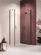 New Trendy Nesta Black kabina pięciokątna 80x80x200 cm prawa drzwi pojedyncze szkło przejrzyste K-3786