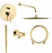 Zestaw Oltens Molle bateria podtynkowa z deszczownicą 30 cm Vindel i kompletem prysznicowym Ume złoty połysk 36600800